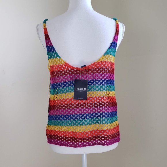 Forever21 Rainbow Print Sweater Tank Top Large - Picture 7 of 13